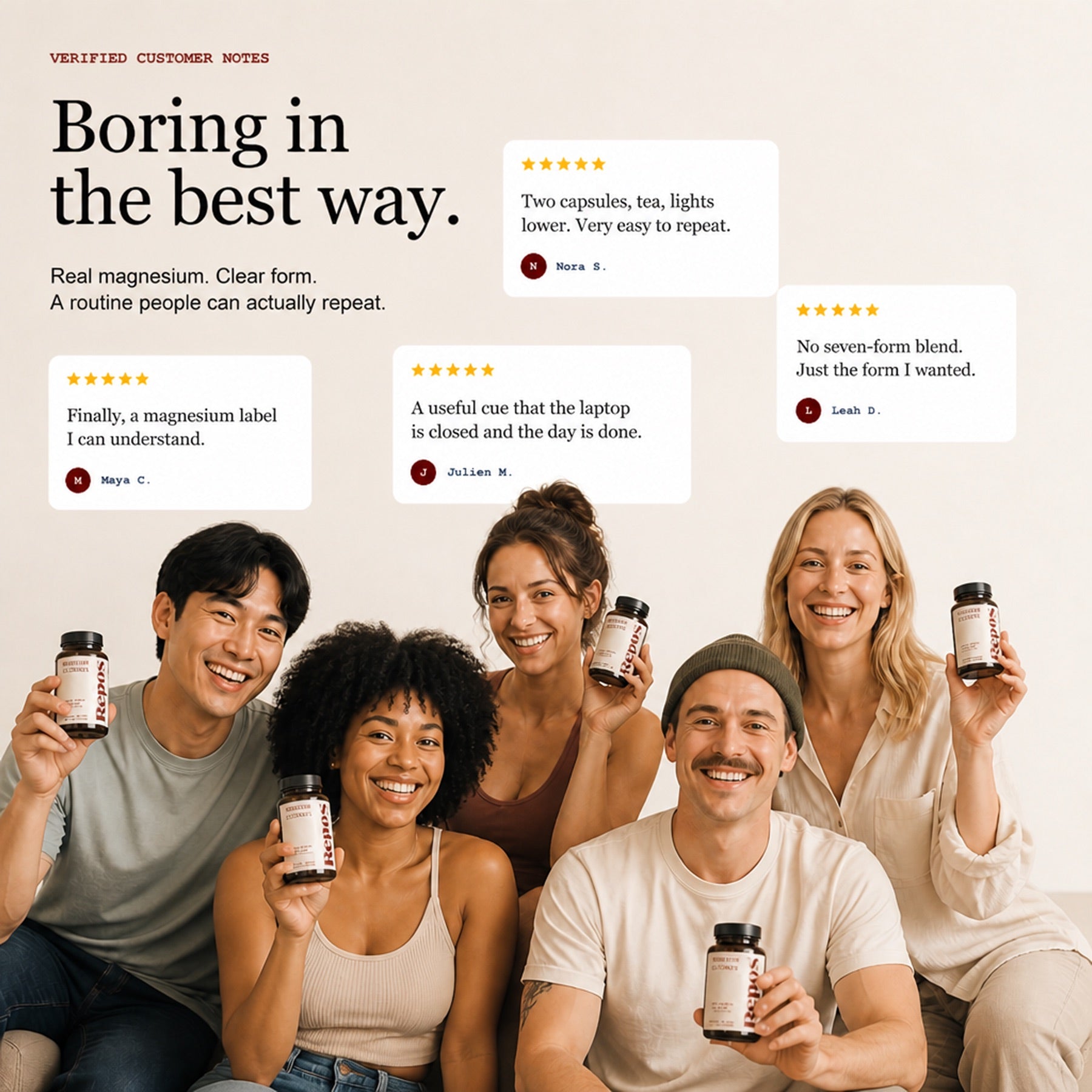 Repos customer notes and social proof carousel image